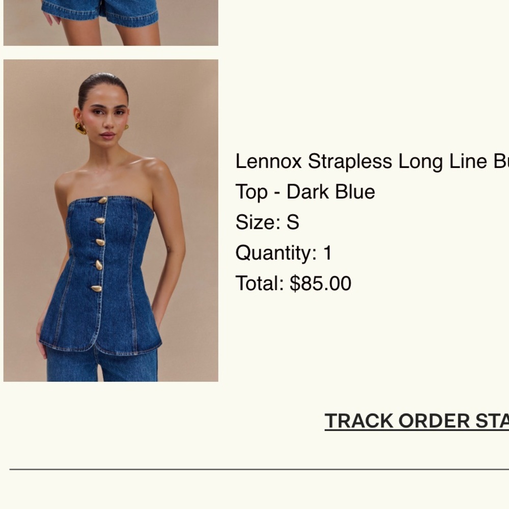 Meshki Lennox Strapless Long Line Button Top